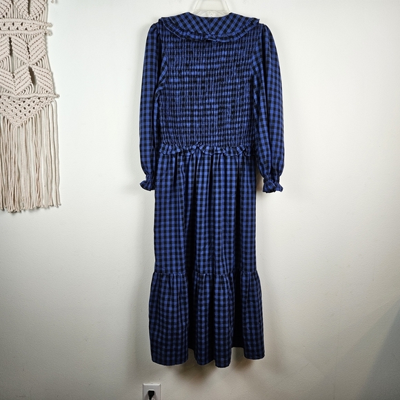O.P.T Kobo Dress In Blue Gingham Size M NWT Smocked - Picture 8 of 10